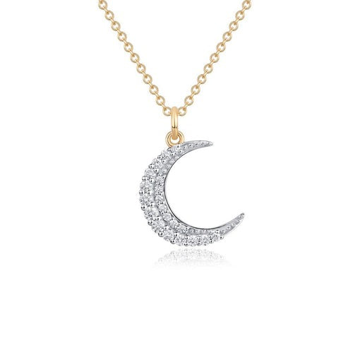 Brilliance Half Moon Pendant Necklace in 14K Yellow Gold