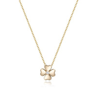 Four Leaf Clover Round Diamond Necklace in 14K Yellow Gold