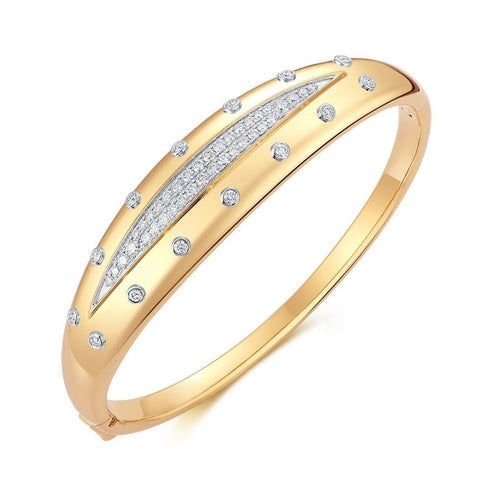 Floral Radiance Bangle Bracelet in 14K Yellow Gold