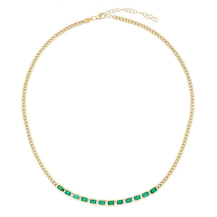 Kyanite Multi-Sapphire Diamond Link Necklace in 14K Yellow Gold