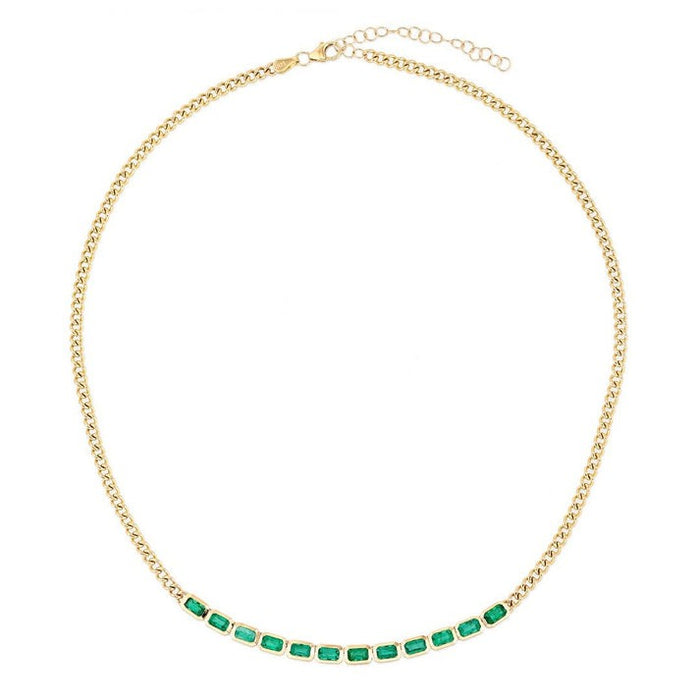 Kyanite Multi-Sapphire Diamond Link Necklace in 14K Yellow Gold