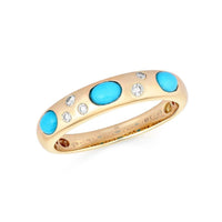 Minimalist Turquoise Polished Diamond Ring in 14K Yellow Gold