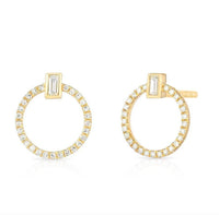 Diamond Circle Charm Stud Earrings in 14K Gold