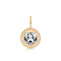 Tiger Medallion Pendant Necklace in 14K Yellow Gold