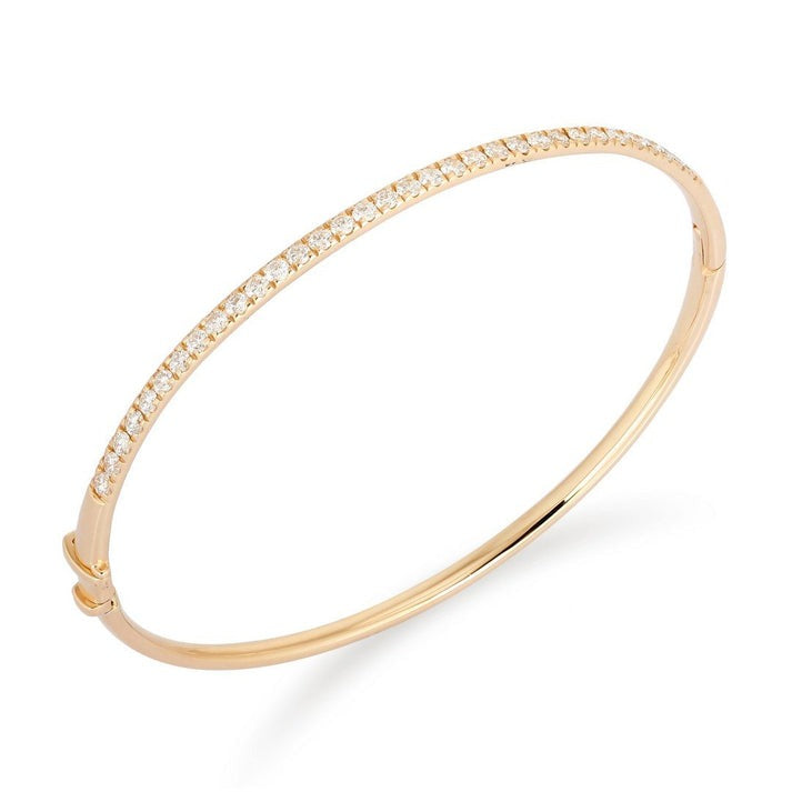 Delicate Half Eternity Diamond Bangle Bracelet in 14K Yellow Gold