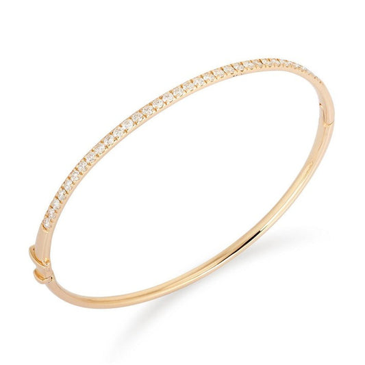 Delicate Half Eternity Diamond Bangle Bracelet in 14K Yellow Gold