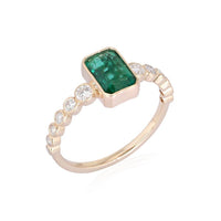 Bezel Emerald 14K Diamond Band Ring