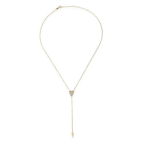Starlight Diamond Heart Lariat Necklace in 14K Yellow Gold