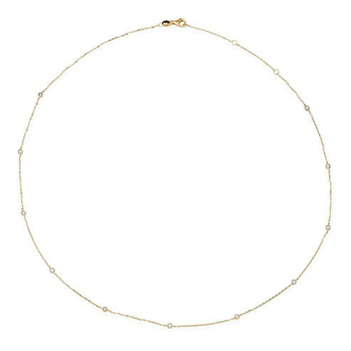 Dainty Diamond Bezel Necklace in 14K Yellow Gold
