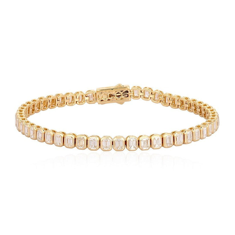 Supreme Emerald Diamond Tennis Bracelet in 14K Yellow Gold