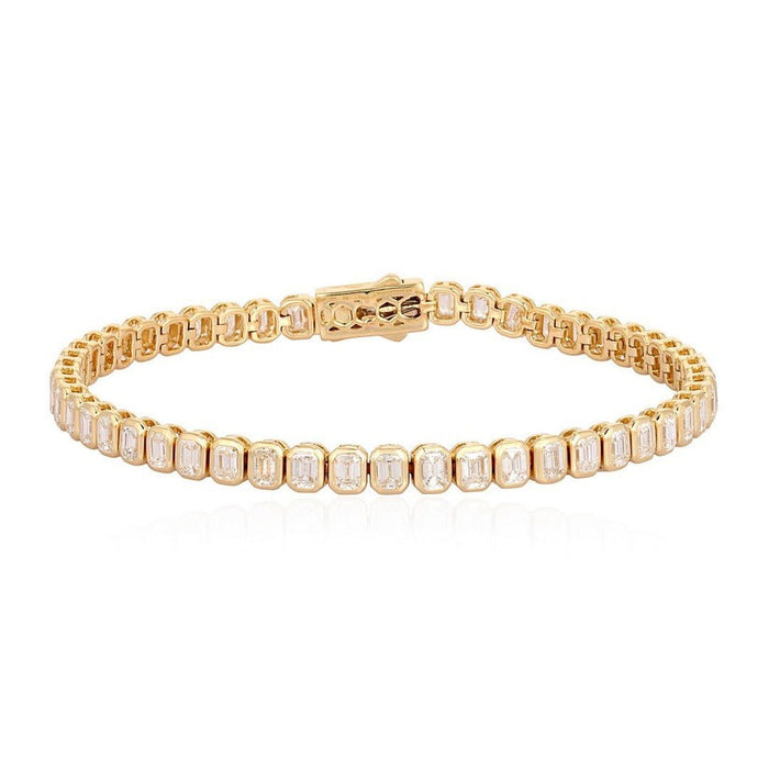Supreme Emerald Diamond Tennis Bracelet in 14K Yellow Gold