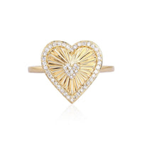 Heart Diamond Sweet Signet Ring in 14K Yellow Gold