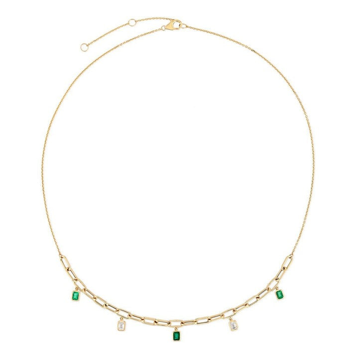 Exquisite Diamond Charm Station Necklace in 14K Yellow Gold