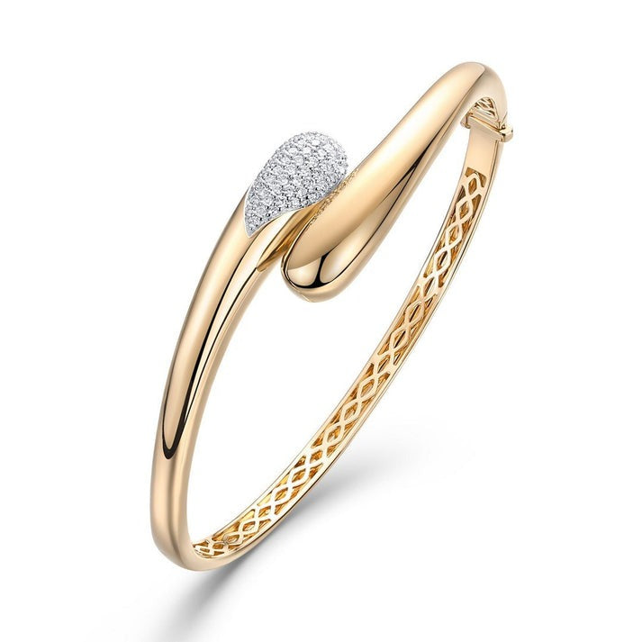 Halo Diamond Bangle Bracelet in 14K Yellow Gold