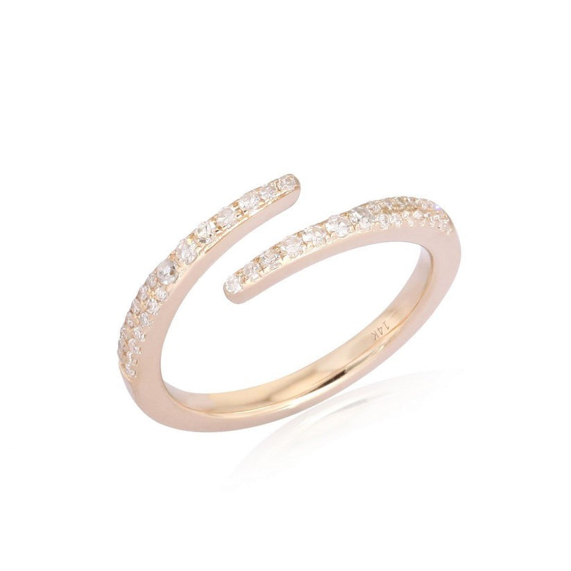 Sapphire Diamond Open Wrap Ring in 14K Yellow Gold