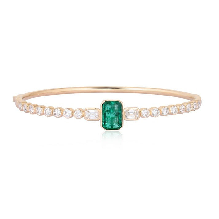 Sleek Shine Diamond Bangle Bracelet in 14K Yellow Gold