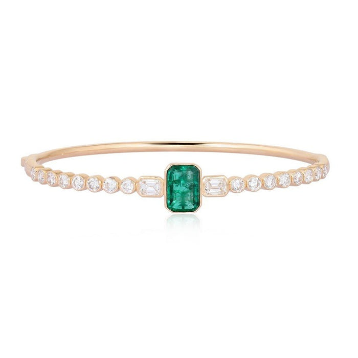 Sleek Shine Diamond Bangle Bracelet in 14K Yellow Gold