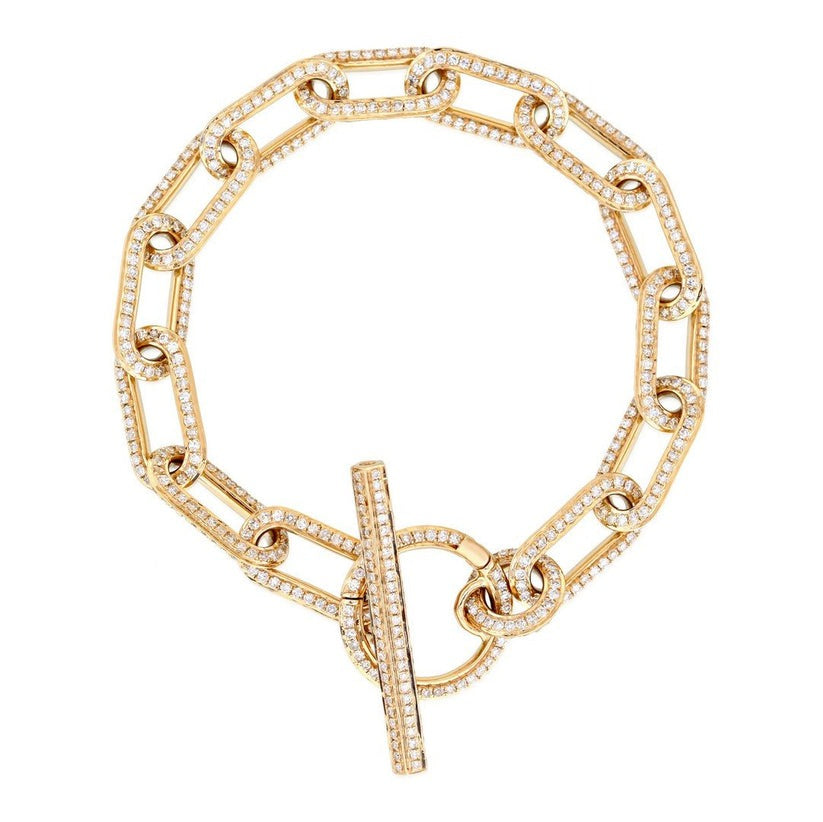 Radiant Lock Pave Toggle Chain Bracelet in 14K Gold