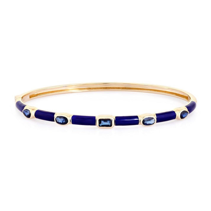 Royal Radiance Enamel Blue Topaz Bracelet in 14K Yellow Gold