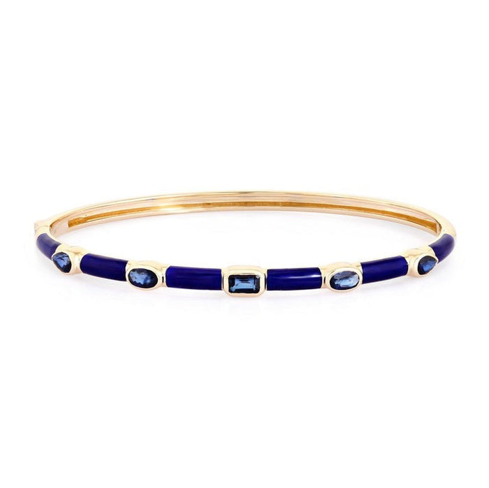 Royal Radiance Enamel Blue Topaz Bracelet in 14K Yellow Gold