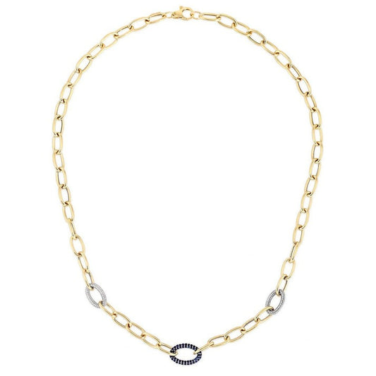 Vintage Inspired Signature Diamond Link Necklace in 14K Yellow Gold