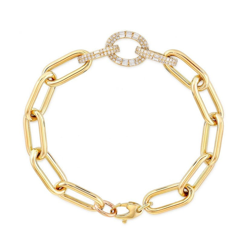 Gleaming Diamond Link Loop Bracelet in 14K Yellow Gold