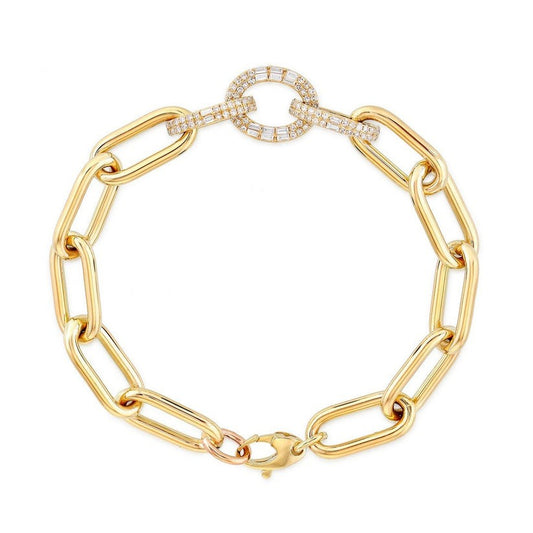 Gleaming Diamond Link Loop Bracelet in 14K Yellow Gold