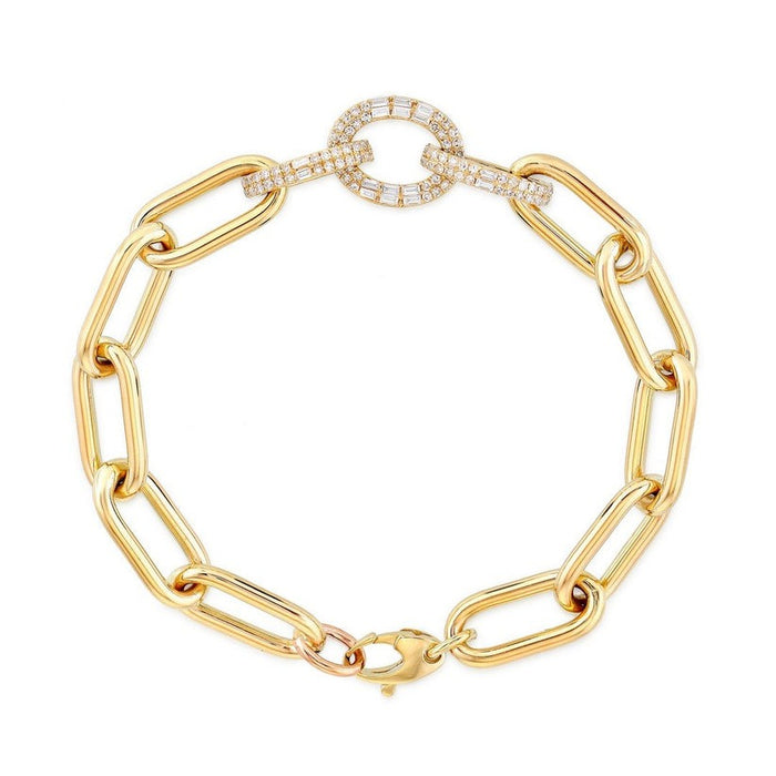 Gleaming Diamond Link Loop Bracelet in 14K Yellow Gold