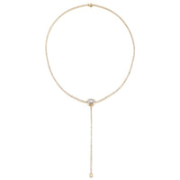 Adjustable Emerald Cut Diamond Lariat Necklace in 14K Yellow Gold