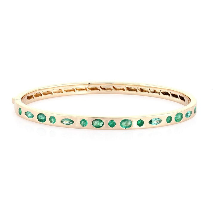 Dazzling Light Bangle Emerald Bracelet in 18K Yellow Gold