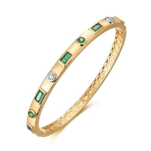 Jade Eclipse Emerald Cut Bracelet in 14K Yellow Gold