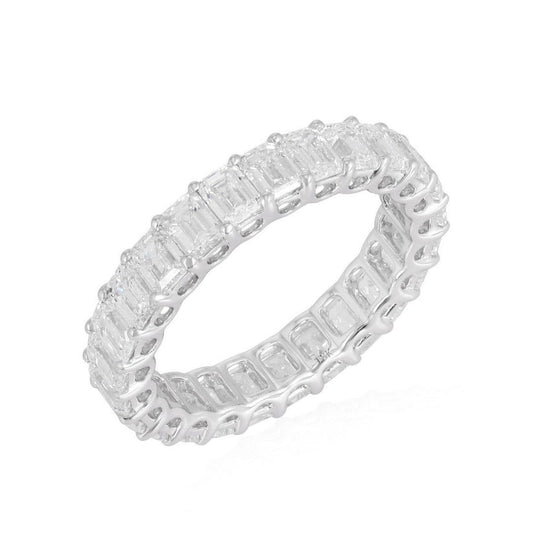 Eternity Band Emerald Cut Diamond Ring in 18K White Gold