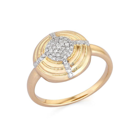 Radiant Dome Pave Diamond Ring in 14K Yellow Gold