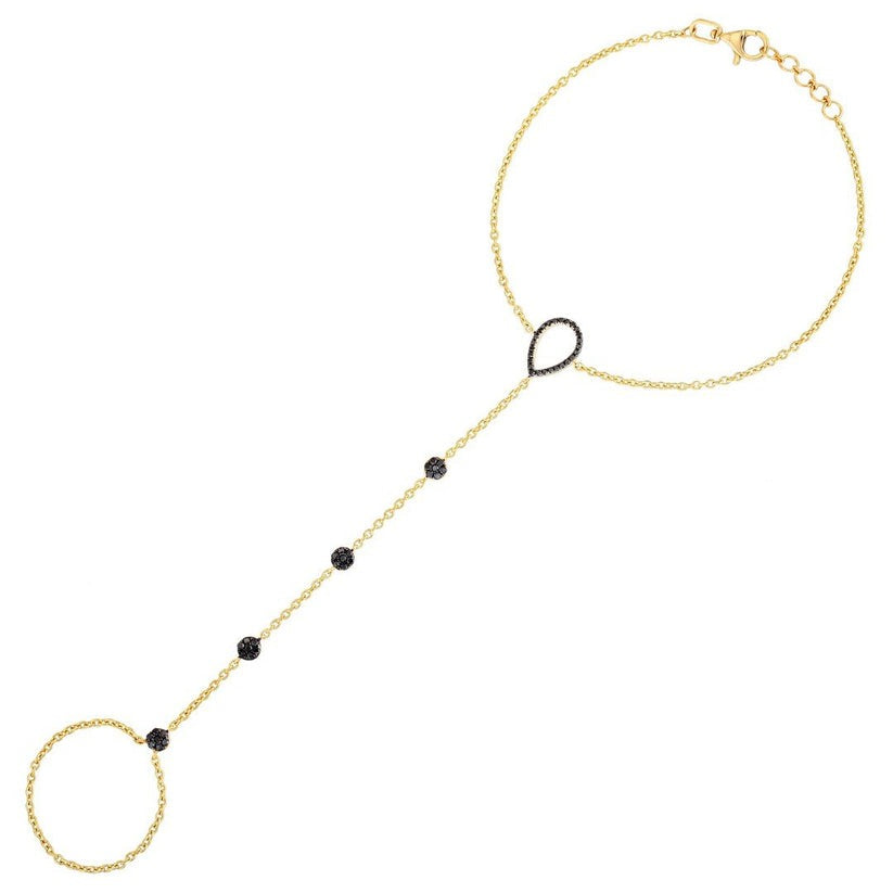Midnight Mirage 14K (or 18k upon request) Yellow Gold Hand Chain Bracelet