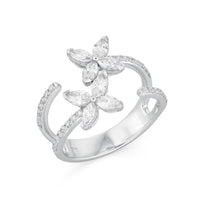 Floral Ring Marquise Diamond Ring in 14K White Gold