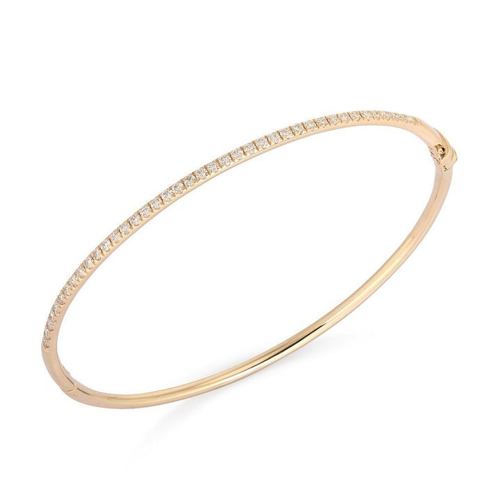 Round Diamond Petite Micro Pave Bangle Bracelet in 14K Gold