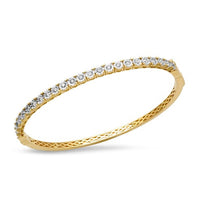 Classic Round Cut Diamond Tennis Bangle in 14K Yellow Gold