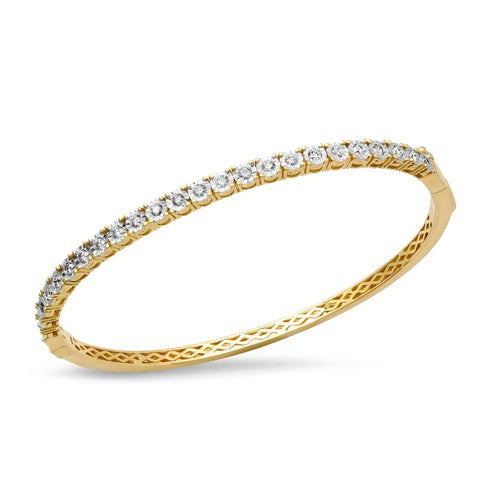 Classic Round Cut Diamond Tennis Bangle in 14K Yellow Gold