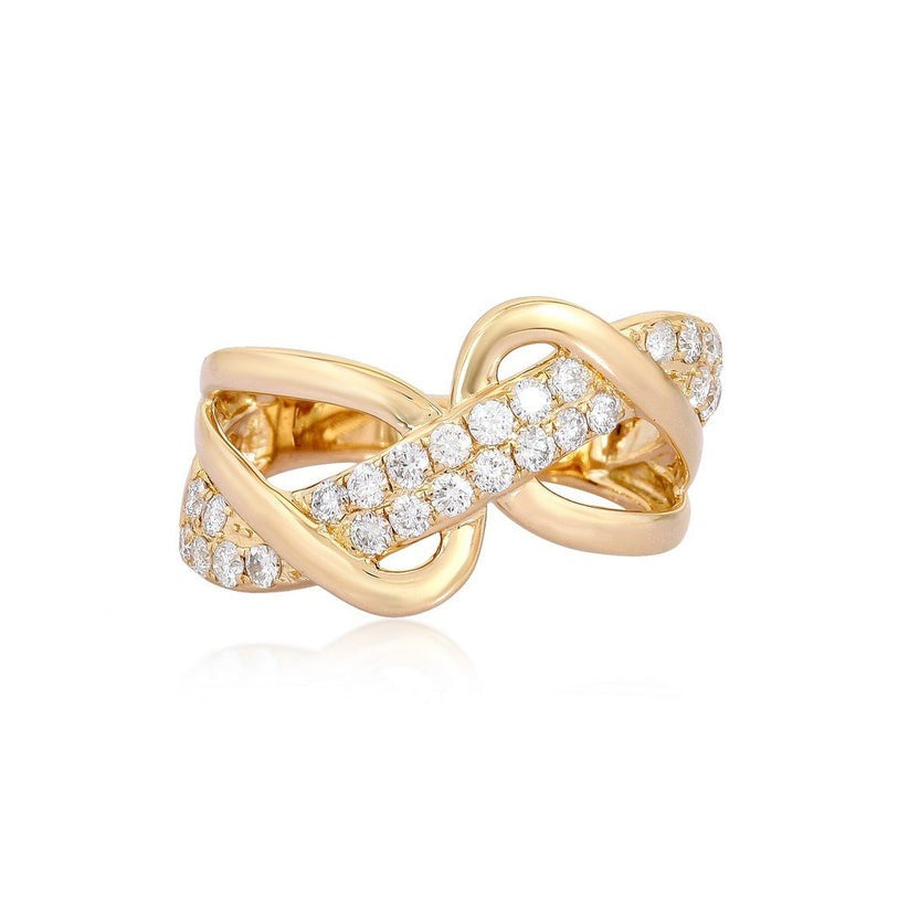 Infinity Twist Diamond Band Ring in 14K Yellow Gold