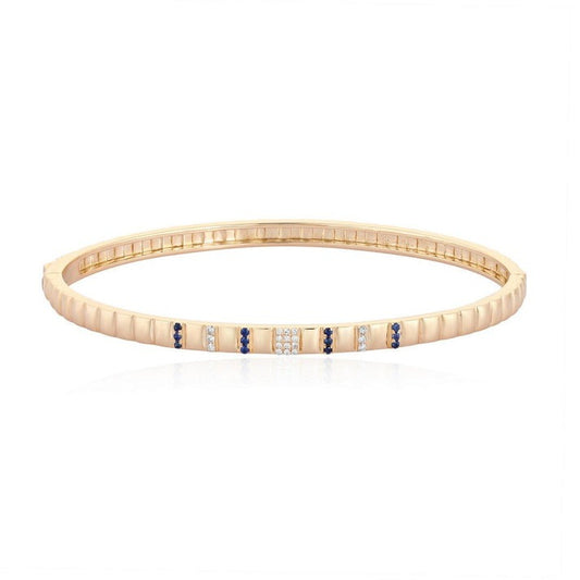 Blue Sapphire Stackable Bangle Bracelet in 14K Gold