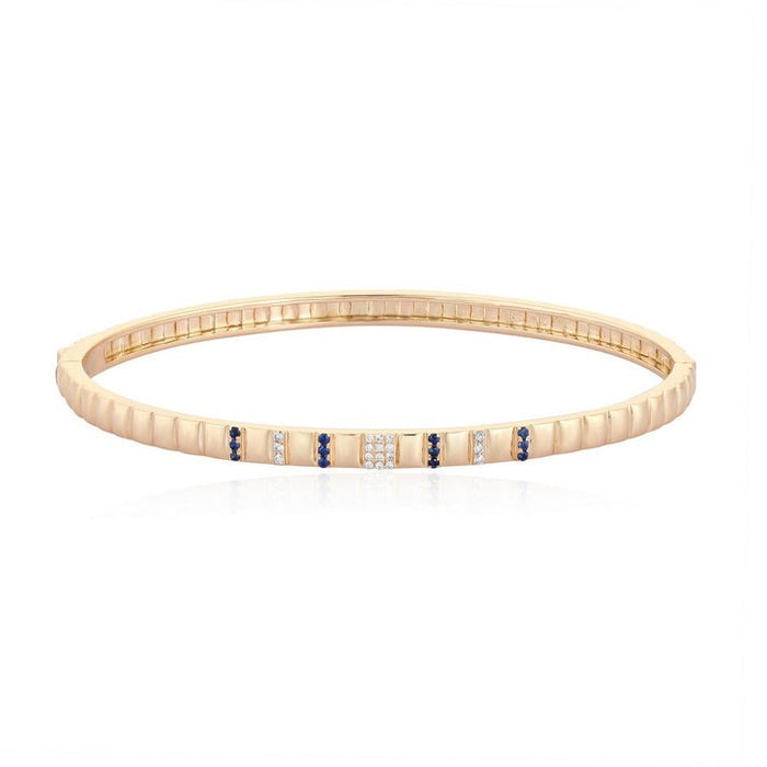 Blue Sapphire Stackable Bangle Bracelet in 14K Gold