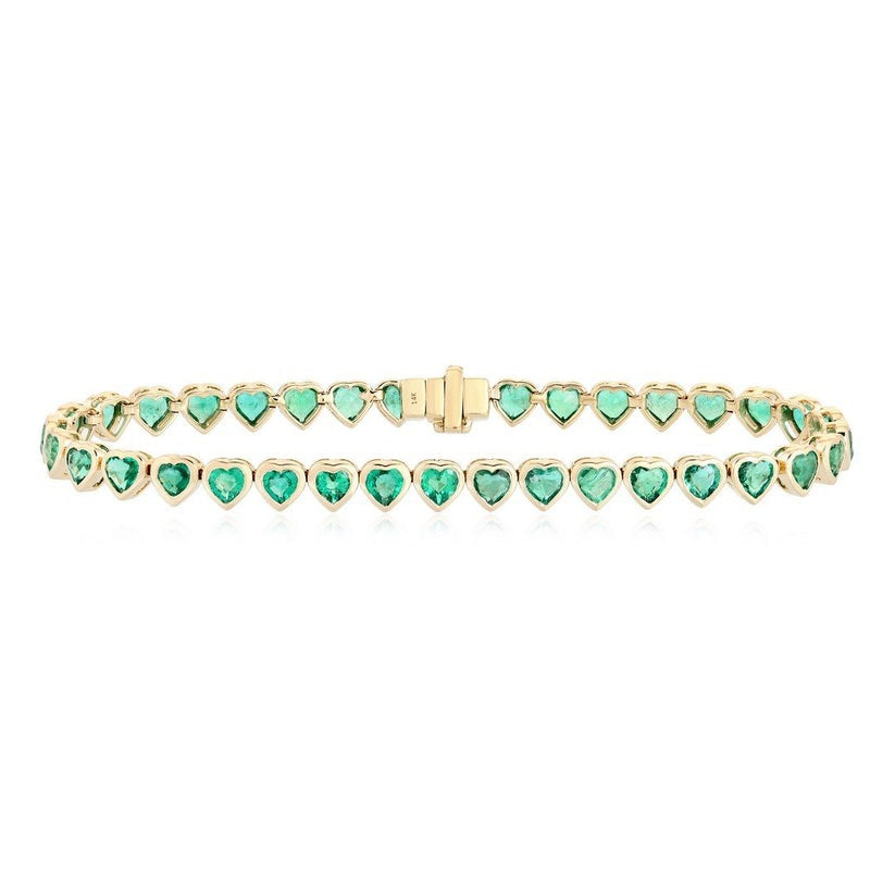 Seven Emerald Diamond Tennis Bracelet in 14K Yellow Gold
