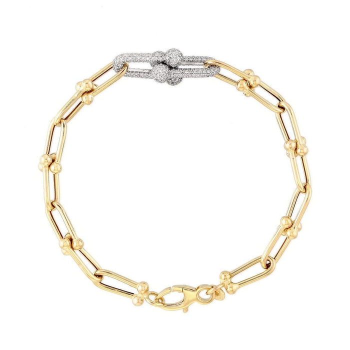 Prism Diamond Link Bracelet in 14K Yellow Gold