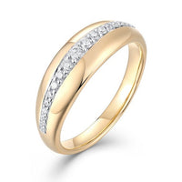 Diamond Wave Band Dome Ring in 14K Yellow Gold