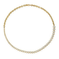 Diamond Haloed Link Necklace in 14K Yellow Gold