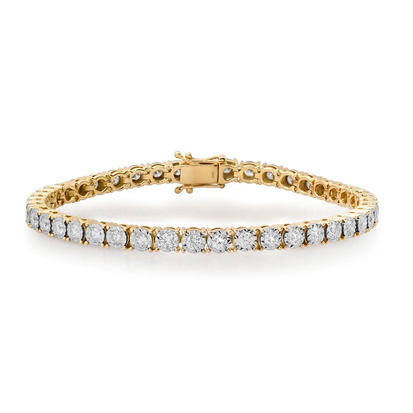 Prong Set Round Diamond Tennis Bracelet in 14K Yellow Gold