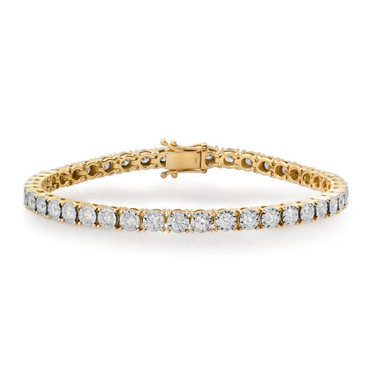 Prong Set Round Diamond Tennis Bracelet in 14K Yellow Gold
