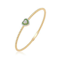 Blue Sapphire Diamond Bangle in 14K Yellow Gold