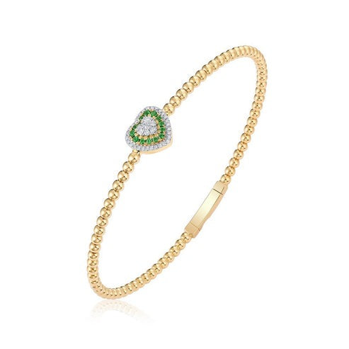 37 Diamond Blue Sapphire 14K (or 18k upon request) Yellow Gold Bangle Bracelet
