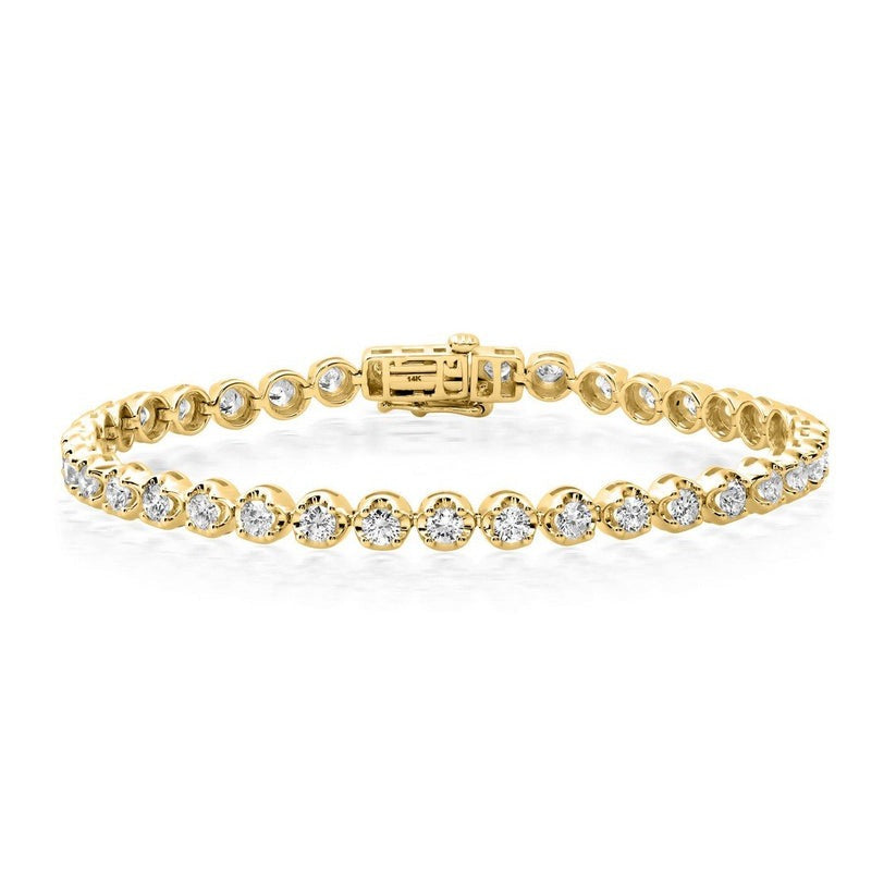 Emerald Elegance Diamond Tennis Bracelet in 14K Yellow Gold